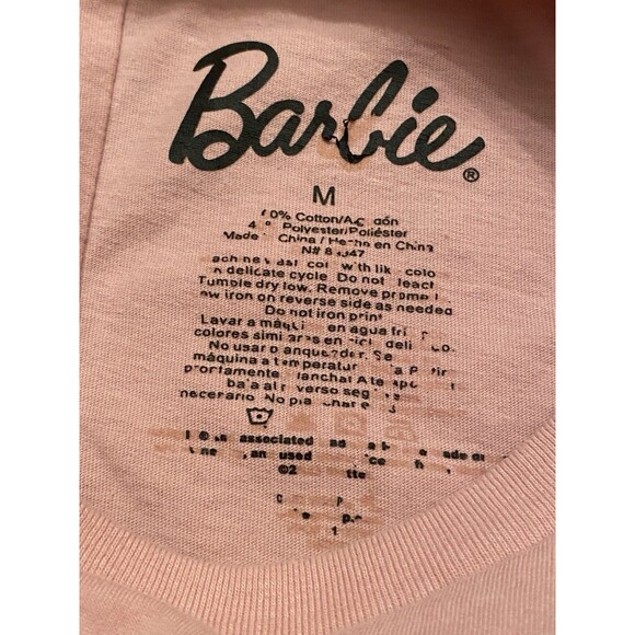Mattel Barbie Short Sleeve Pink Sparkle  Crop Shirt Womens M Authentic Barbie - Picture 3 of 7